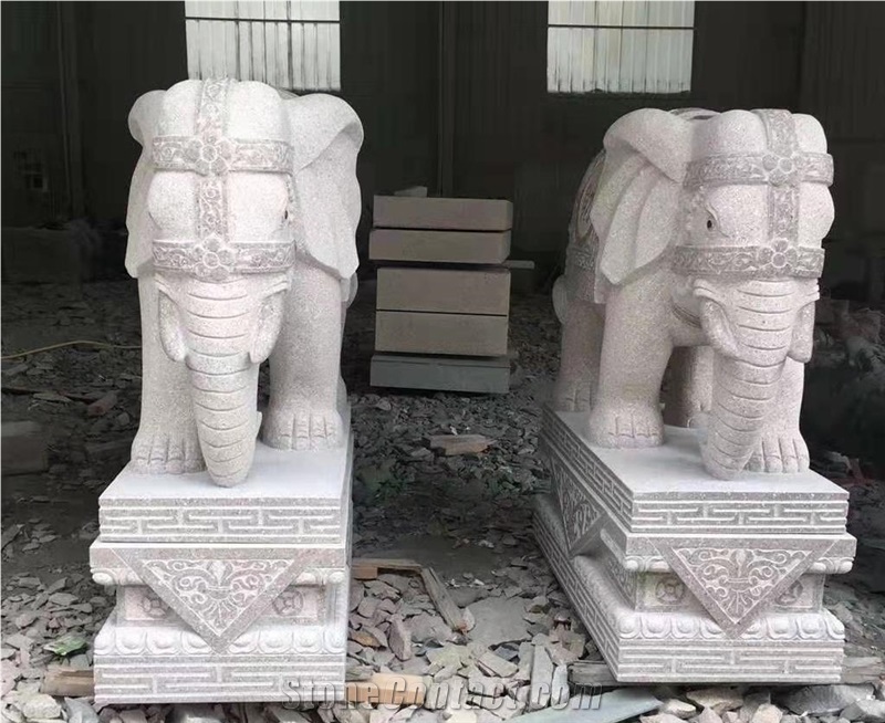 Granite Decorated Animal Sculptures Hotel Statues