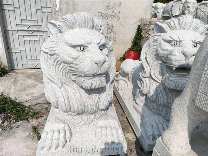 Landscape Stone Garden Animal Lions Sculpture