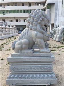 Natural Granite Guardian Garden Lions Sculpture