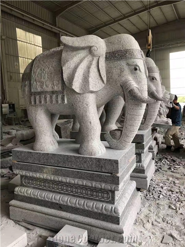 Natural Stone Garden Outdoor Elephant Statues