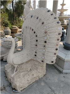 Natural Stone Peacock Statues Landscape Sculpture