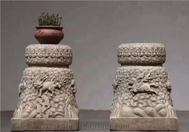 Stone Basic Pedestal Columns Decorated Pillars