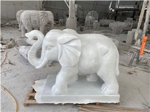 Top Landscape White Marble Elephant Sculpture