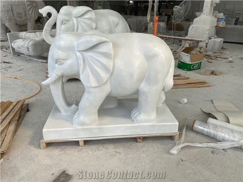 Top Landscape White Marble Elephant Sculpture