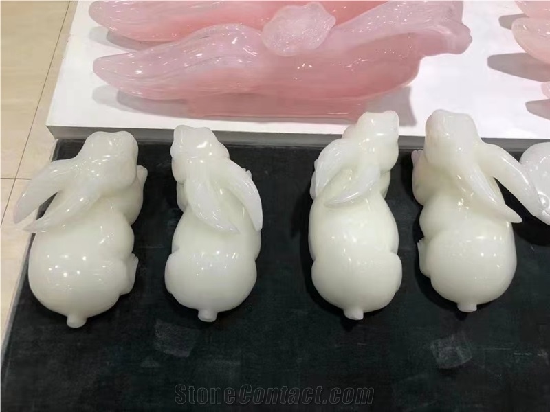 Top White Onyx Animal Rabbit Sculptures Gift