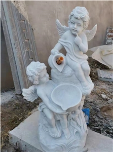 White Marble Angel Sculptures Water Fountain