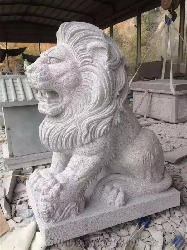 White Stone Euro Lion Statues Shishi Guardian