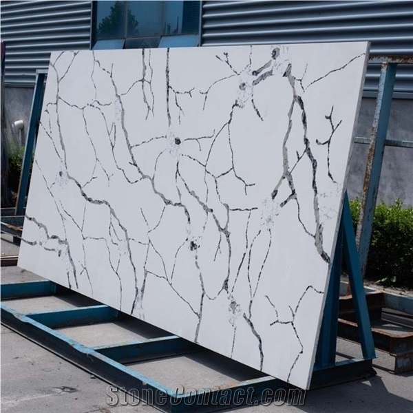 Customized Marble Look Sparkle Quartz Stone Countertop