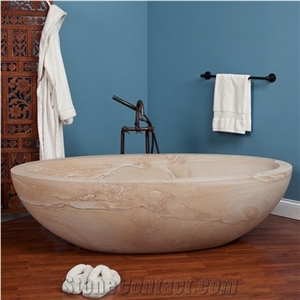French Style Master Bathroom Beige Travertine Bathtub
