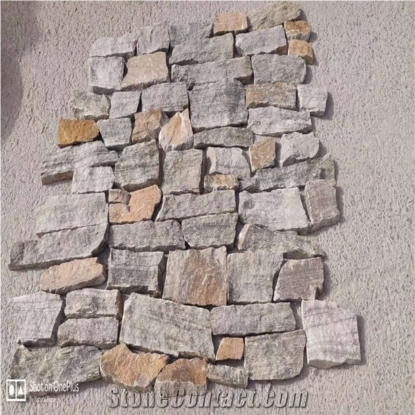 Mixed Colors Loose Quartzite Stone Cladding,Retaining Wall