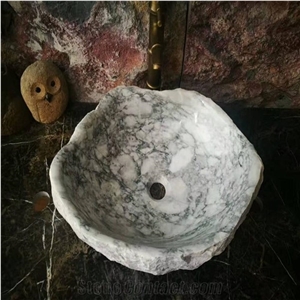 Square White Marble Basin,Rectangle Stone Undermount Sink