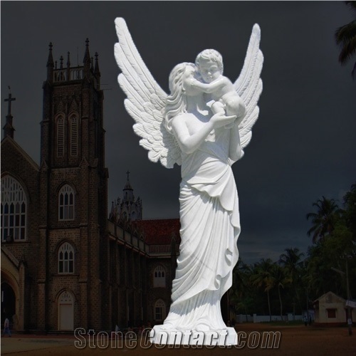 Virgin Mary Religious Statue White Marble Garden Sculpture