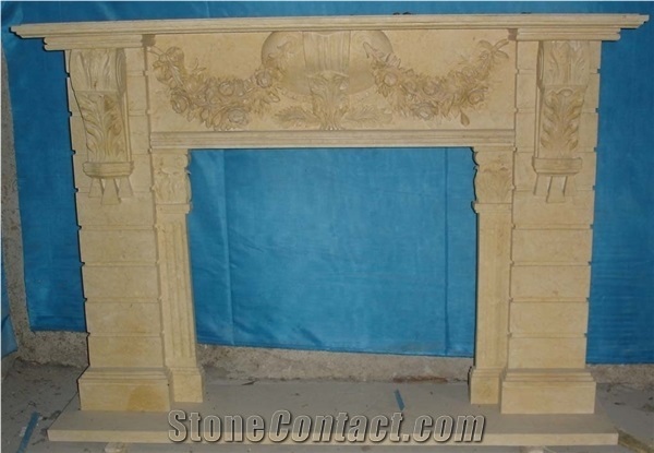 Western Style Carving Fireplace Polishing Marble Decorative