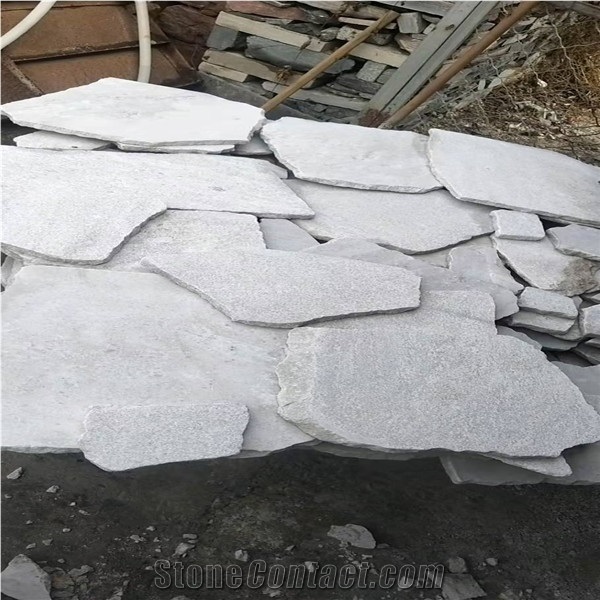 White Irregular Quartzite Feature Walls，Dry Stacked Stone