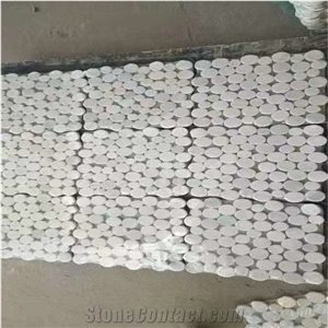 White Round Marble Interior Mosaic Wall Decoration