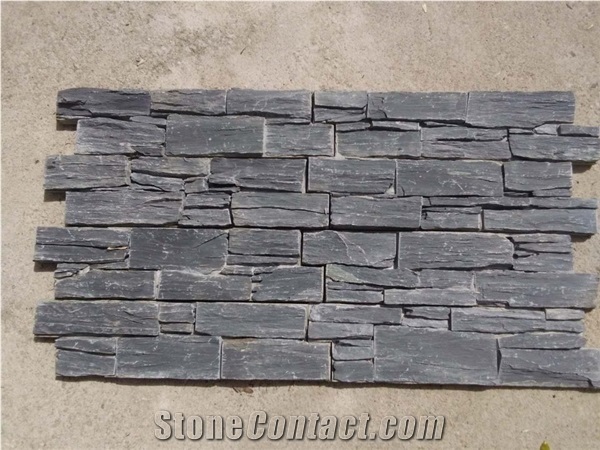 Cement Back Tiles & Meshed Back Gray Stacked Stone Veneer