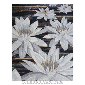 Abstract Flowers Series Marble Glass Mosaic Artworks