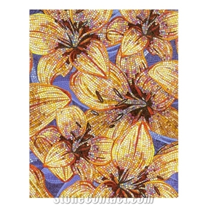 All Kinds Gold Colors Of Lilies Glass Mosaic Art
