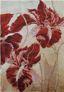 All Kinds Of Red Flowers Glass Marble Mosaic Artworks