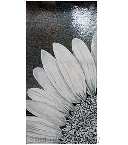 All Styles Of White Black Sunflowers Glass Mosaic Art