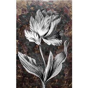 All Styles Of White Black Tulips Glass Mosaic Art