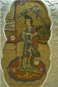 Ancient Chinese Beauty Glass Mosaic Art Medallion for Wall