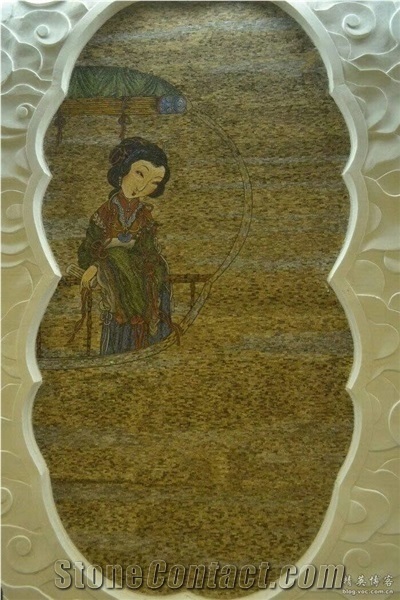 Ancient Chinese Beauty Glass Mosaic Art Medallion for Wall