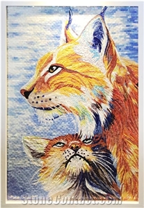 Animal Design Of Foxes Glass Mosaic Artwroks