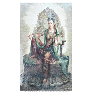 Avalokitesvara Figure Glass Mosaic Design Art Medallion
