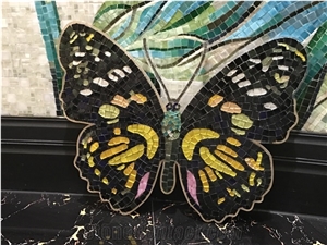 Beautiful Butterflies Design Glass Mosaic Medallions