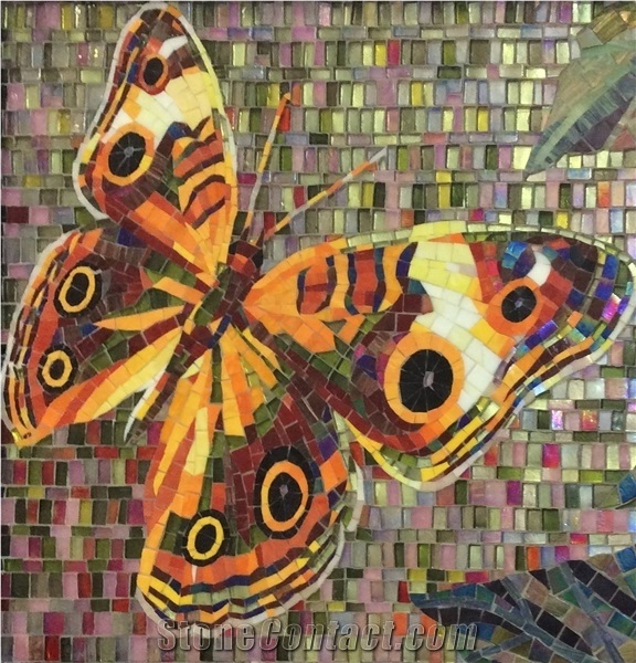 Beautiful Yellow Butterflies Design Glass Mosaic Art