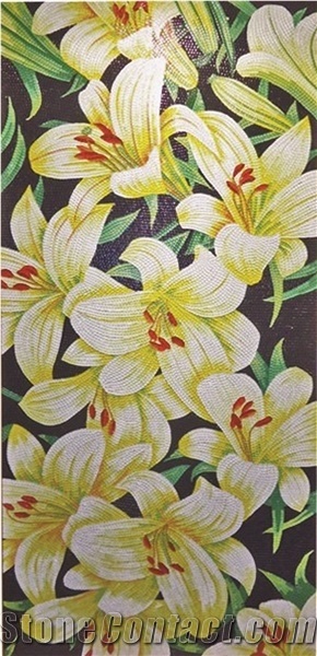 Beautiful Yellow Lilies Design Glass Mosaic Art