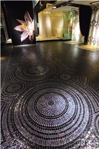 Big Circles Shine Glass Mosaic Art Medallion for Floor