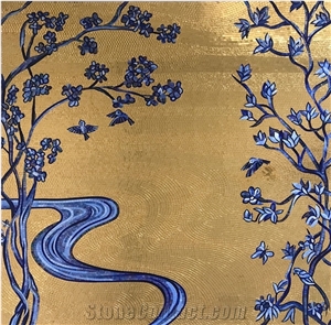 Blue Rivers and Trees Series Glass Mosaic Artworks