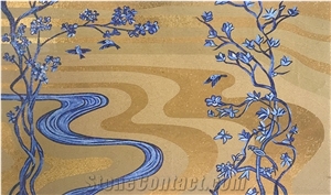 Blue Tree and Rivers Glass Mosaic Artworks