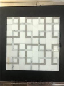 Calacatta Carrara Tight-Jointed Marble Mosaic Tiles