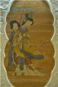 China Ancient Beauty Glass Mosaic Art Medallion for Wall