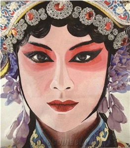 China Opera Characters Faces Glass Mosaic Art