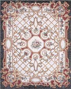 Delicate Carpet Rectangle Design Marble Medallion for Floor