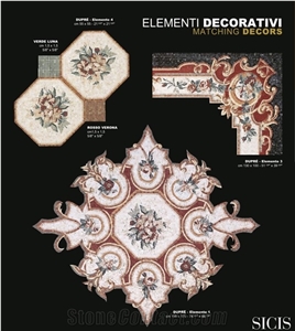 Delicate Carpet Rectangle Design Marble Medallion for Floor