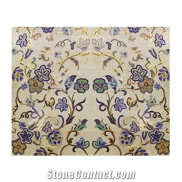 Dreamy Design Pattern Of Flower Vine Glass Mosaic Art