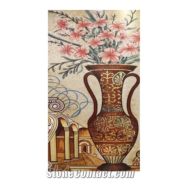 European Design Of Vase Flowers Glass Mosaic Artworks