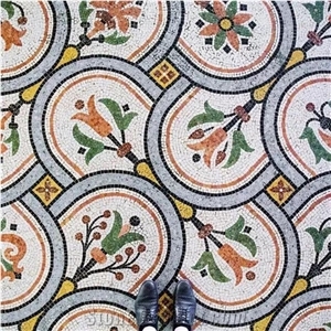 Glass Mosaics Flower Carpet Art Work Medallion