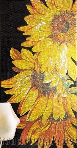 Golden Sunflower Scenery Series Glass Mosaic Artworks