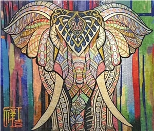 Good Luck Elphant Design Glass Mosaic Art