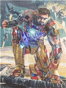 Iron Man Glass Mosaic Hero Design Art Medallion