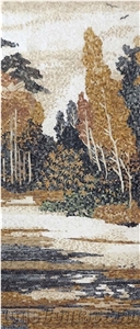 Landscape Scenery Of Fall Season Trees Glass Mosaic
