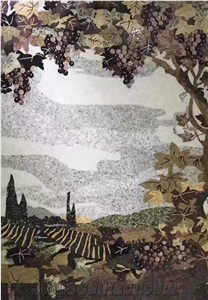 Landscape Scenery Of Grapes Glass Mosaic Art