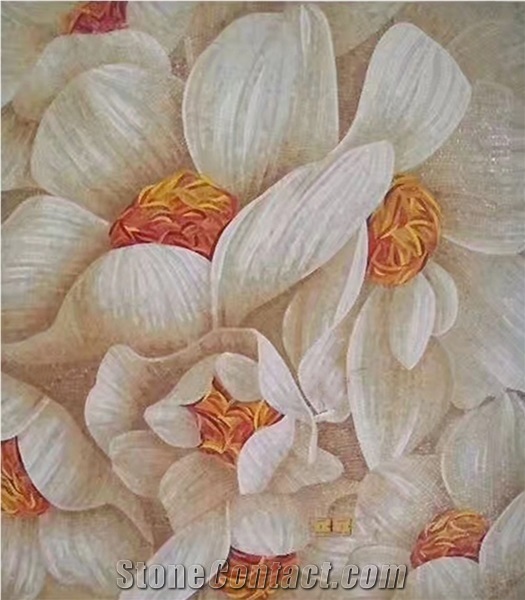 Light White Lotus Glass Mosaic Art Works Medallion