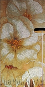 Lotus Flowers Glass Mosaic Design Art Medallion for Floor